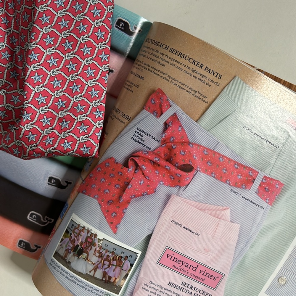 VINEYARD VINES silk pink belt scarf sash sea star print design